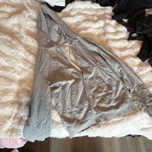 Melange Gray Zip-Up Hoodie Sweatshirt